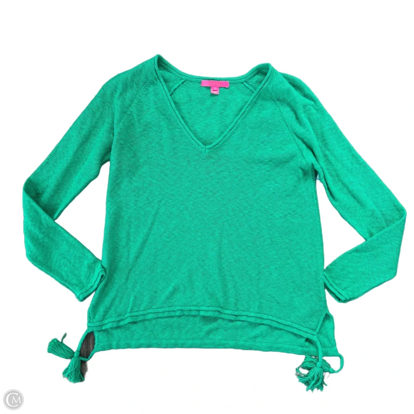 Top Long Sleeve Designer By Lilly Pulitzer In Pink & White, Size: M