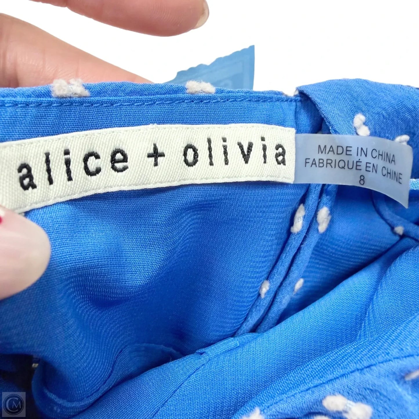 Dress Designer By Alice + Olivia In Blue & White, Size: M
