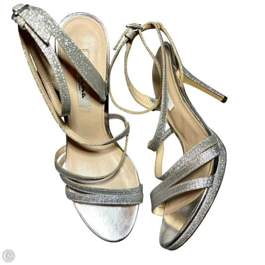 Sandals Heels Stiletto By Nina In Silver, Size: 10