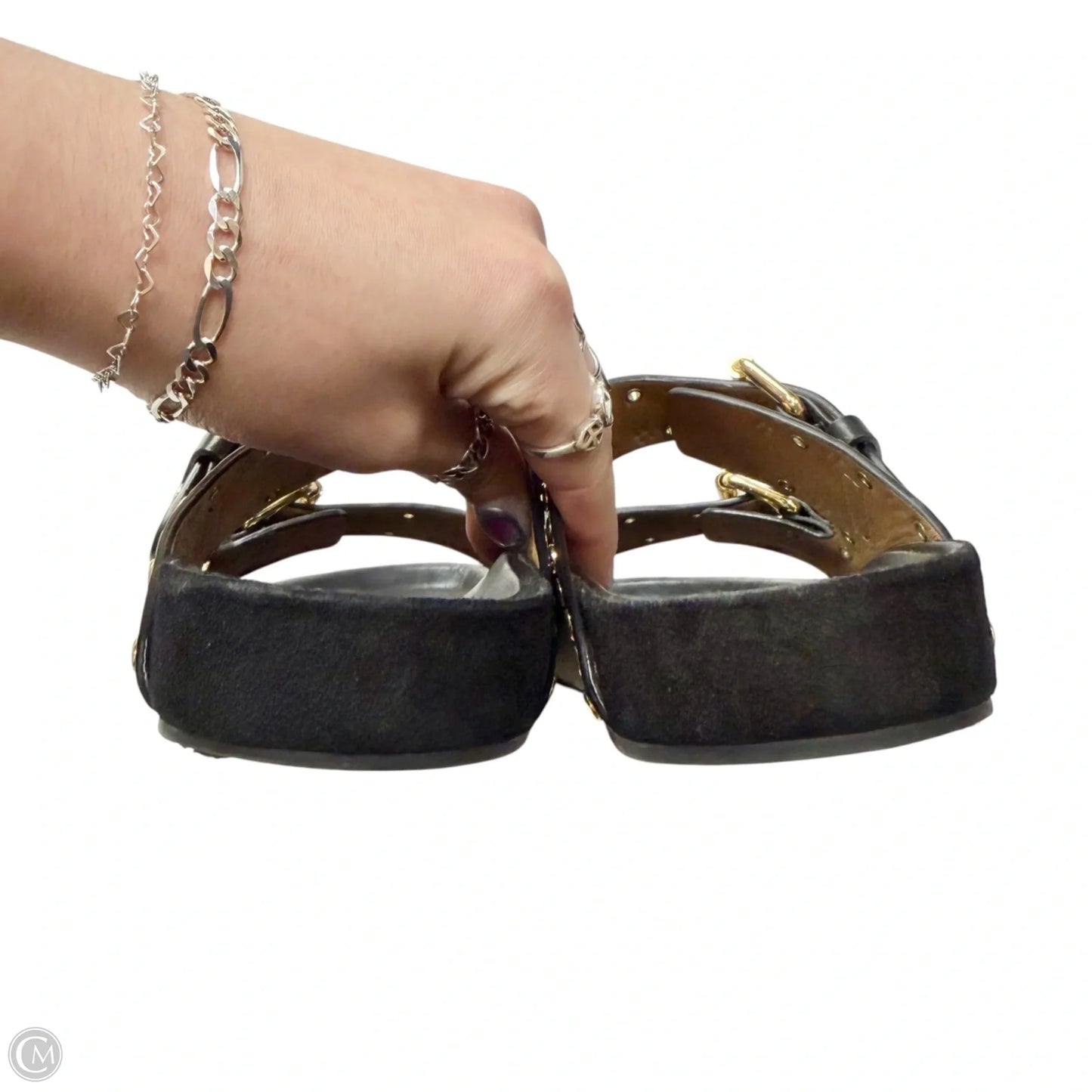 Sandals Designer By Isabel Marant In Black & Gold, Size: 5