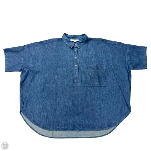 Top Short Sleeve By Loft In Blue Denim, Size: Xl