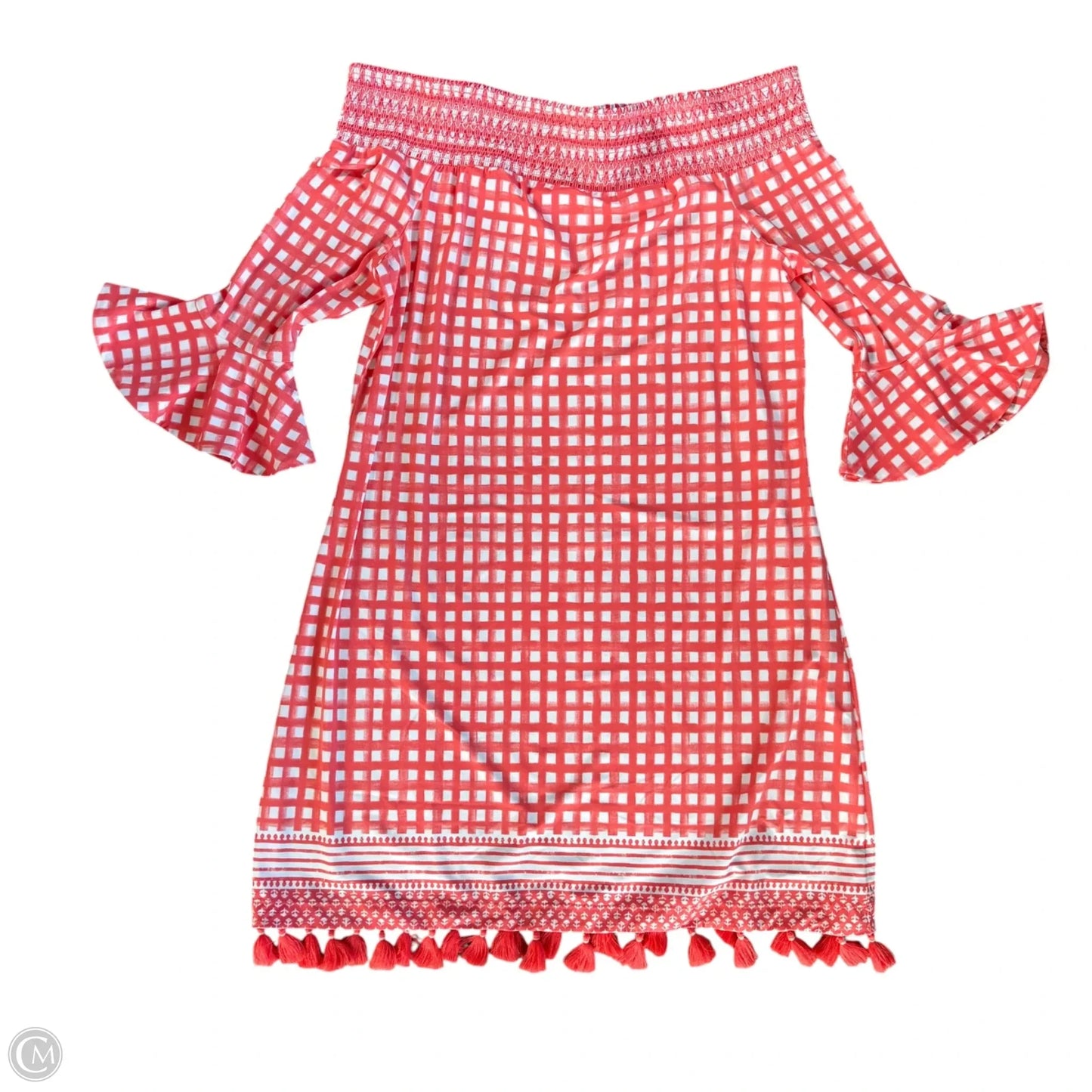 Dress Casual Short By Cabana Life In Pink & White, Size: L