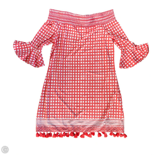 Dress Casual Short By Cabana Life In Pink & White, Size: L