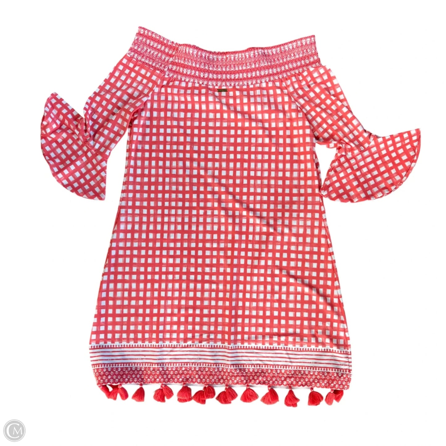 Dress Casual Short By Cabana Life In Pink & White, Size: L