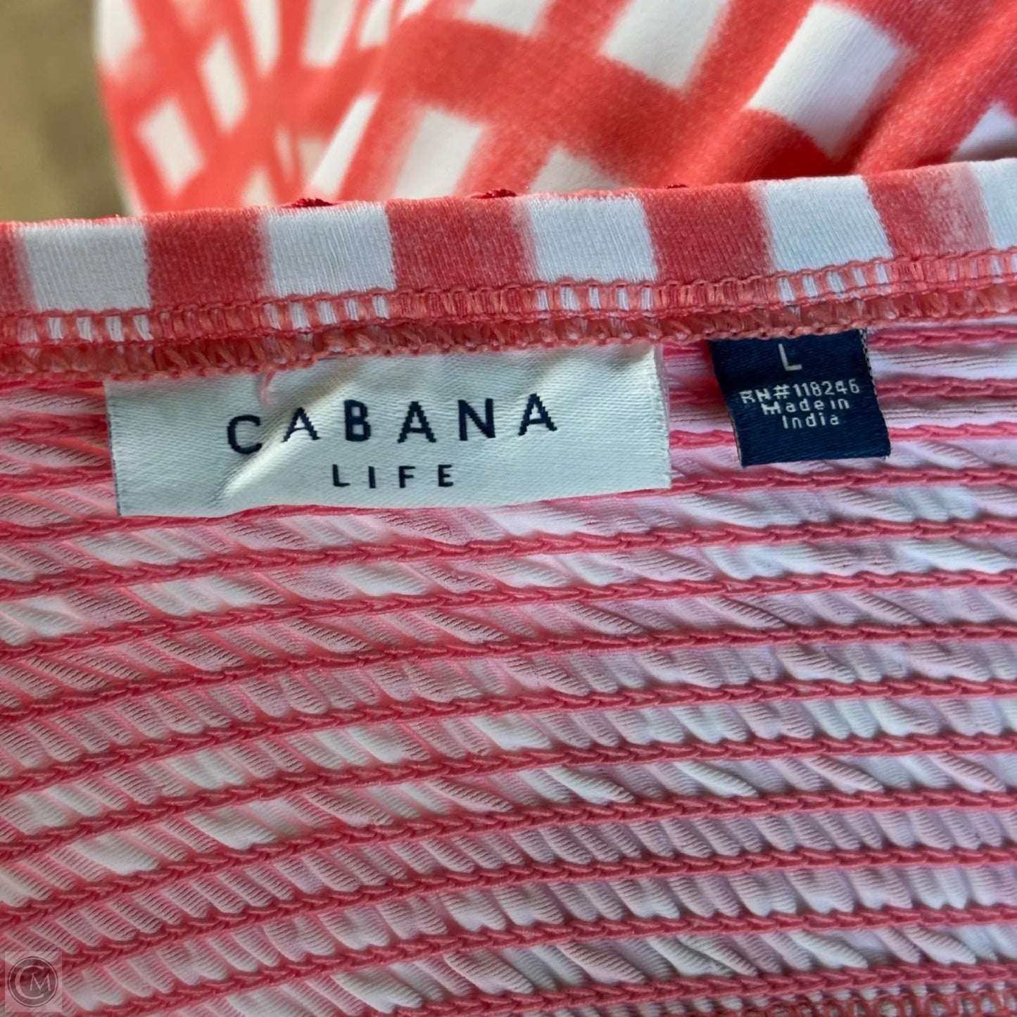 Dress Casual Short By Cabana Life In Pink & White, Size: L