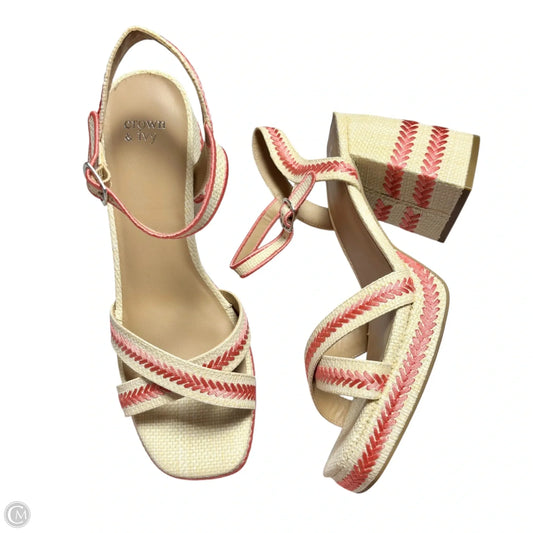 Sandals Heels Block By Crown Vintage In Brown & Pink, Size: 10