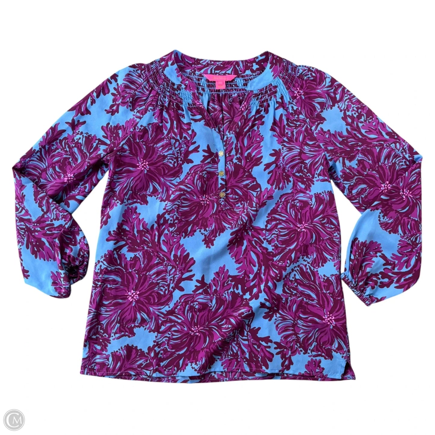 Top Long Sleeve Designer By Lilly Pulitzer In Blue & Purple, Size: Xs