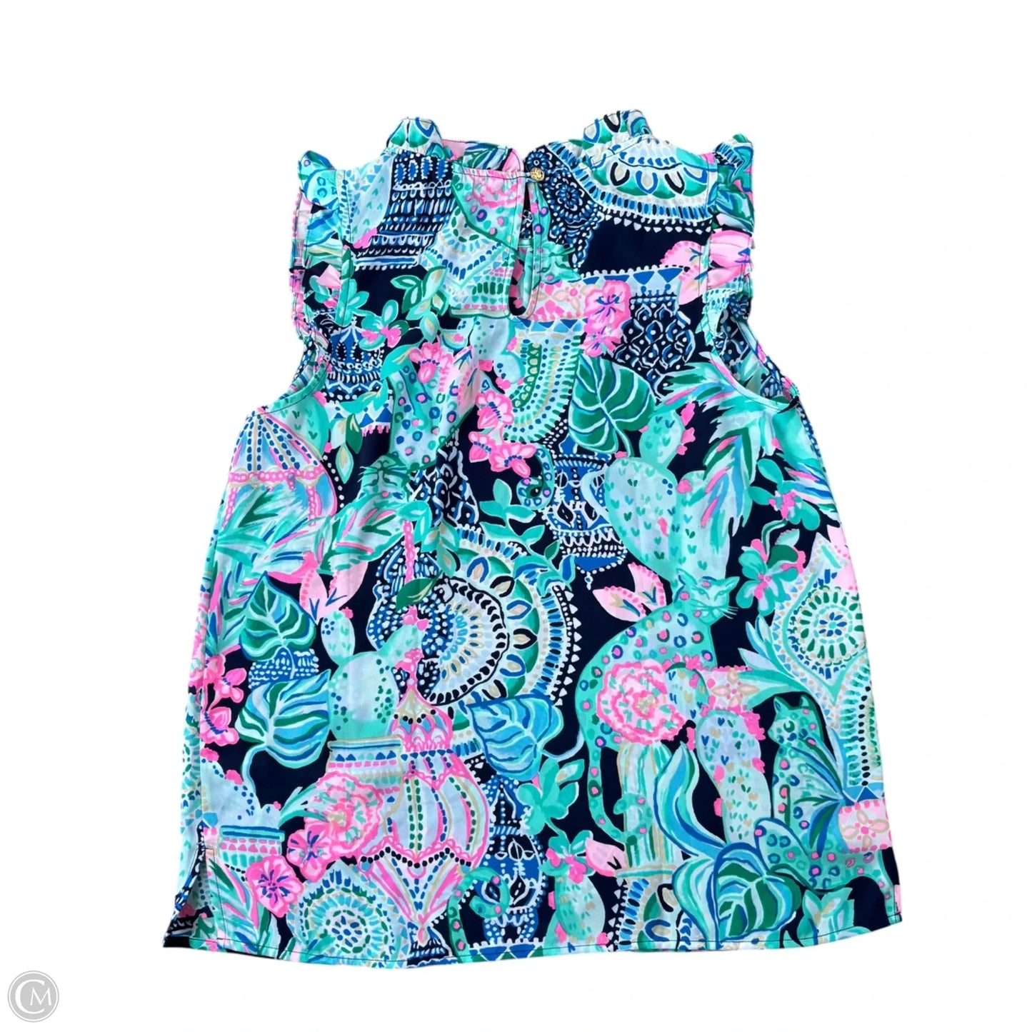 Top Sleeveless Designer By Lilly Pulitzer In Green & Pink, Size: Xs
