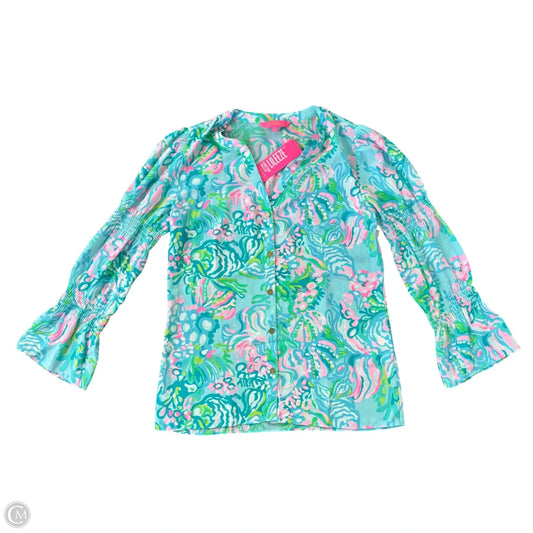 Top Long Sleeve Designer By Lilly Pulitzer In Blue & Green, Size: Xs