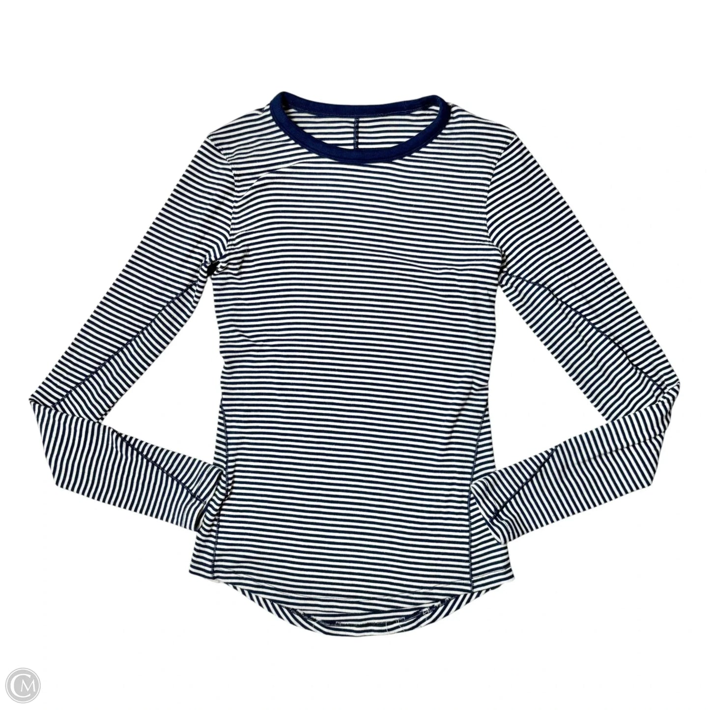 Athletic Top Long Sleeve Crewneck By Lululemon In Striped Pattern, Size: S