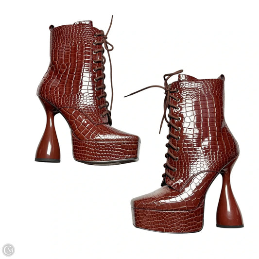 Boots Ankle Heels By Azalea Wang In Brown, Size: 11