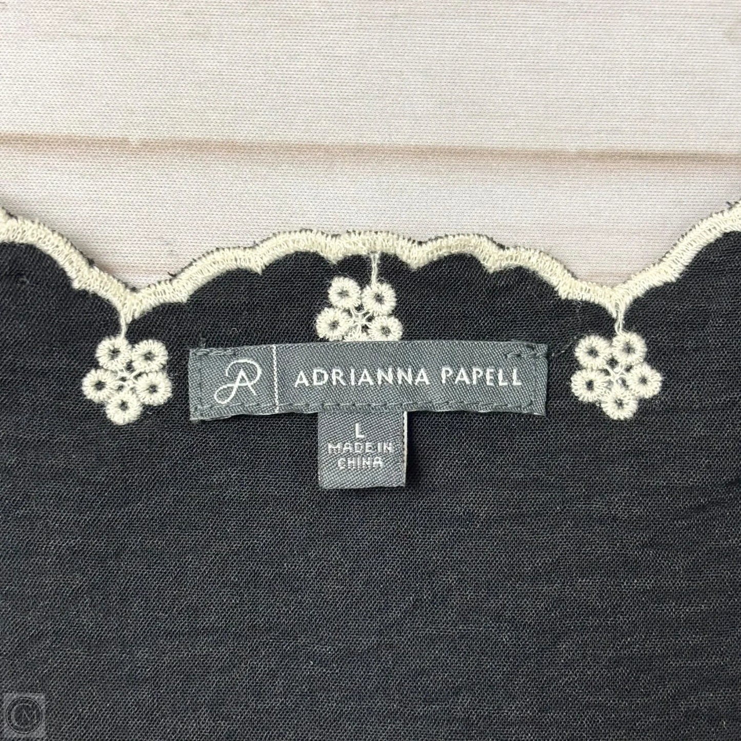 Top 3/4 Sleeve By Adrianna Papell In Black, Size: L