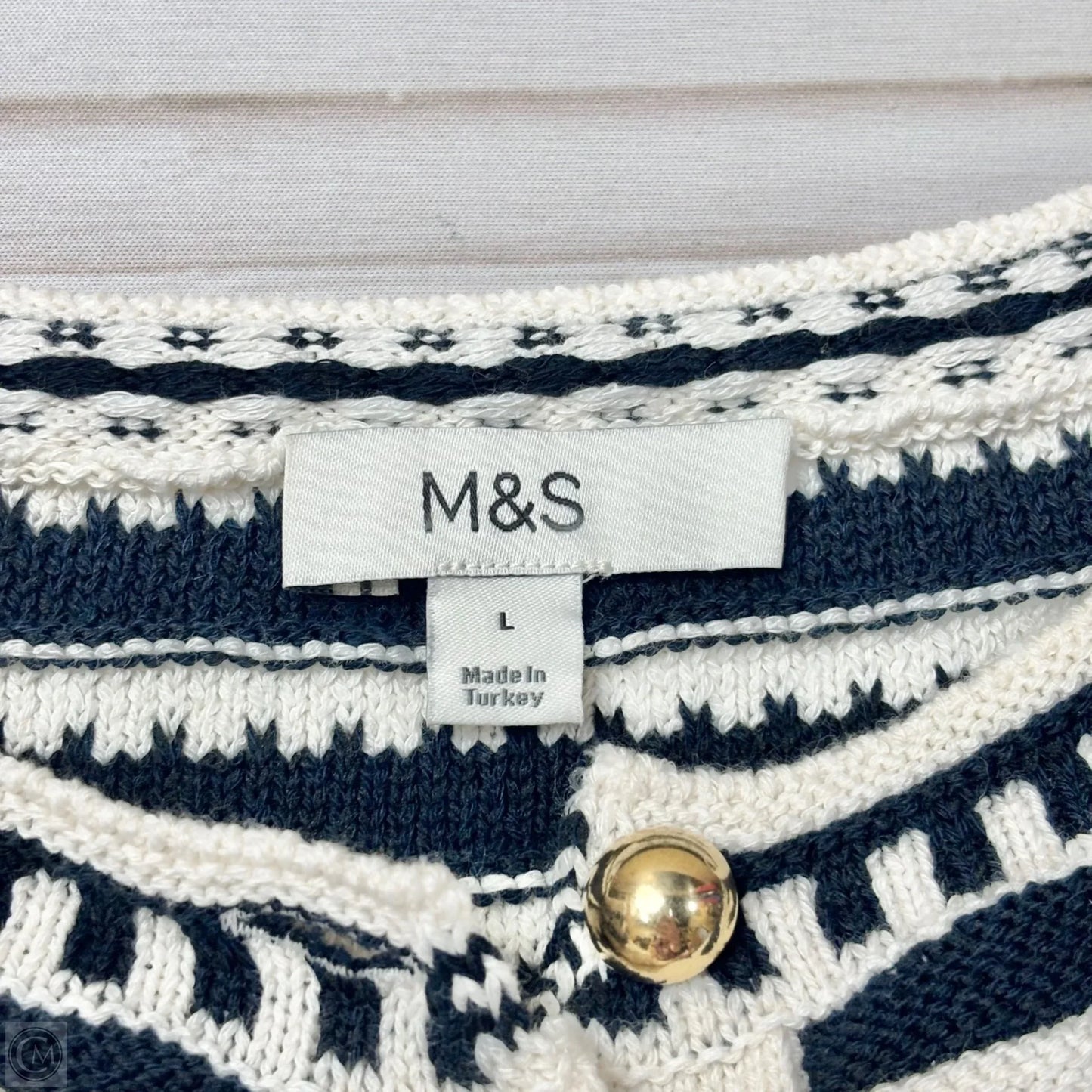 Vest Sweater By M&S In Striped Pattern, Size: L