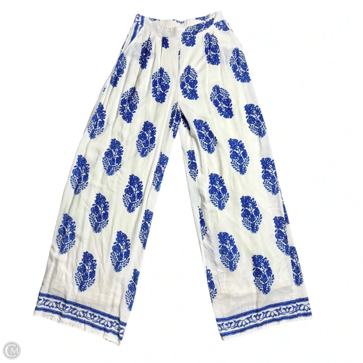 Pants Wide Leg By Dress Day In Blue & White, Size: M