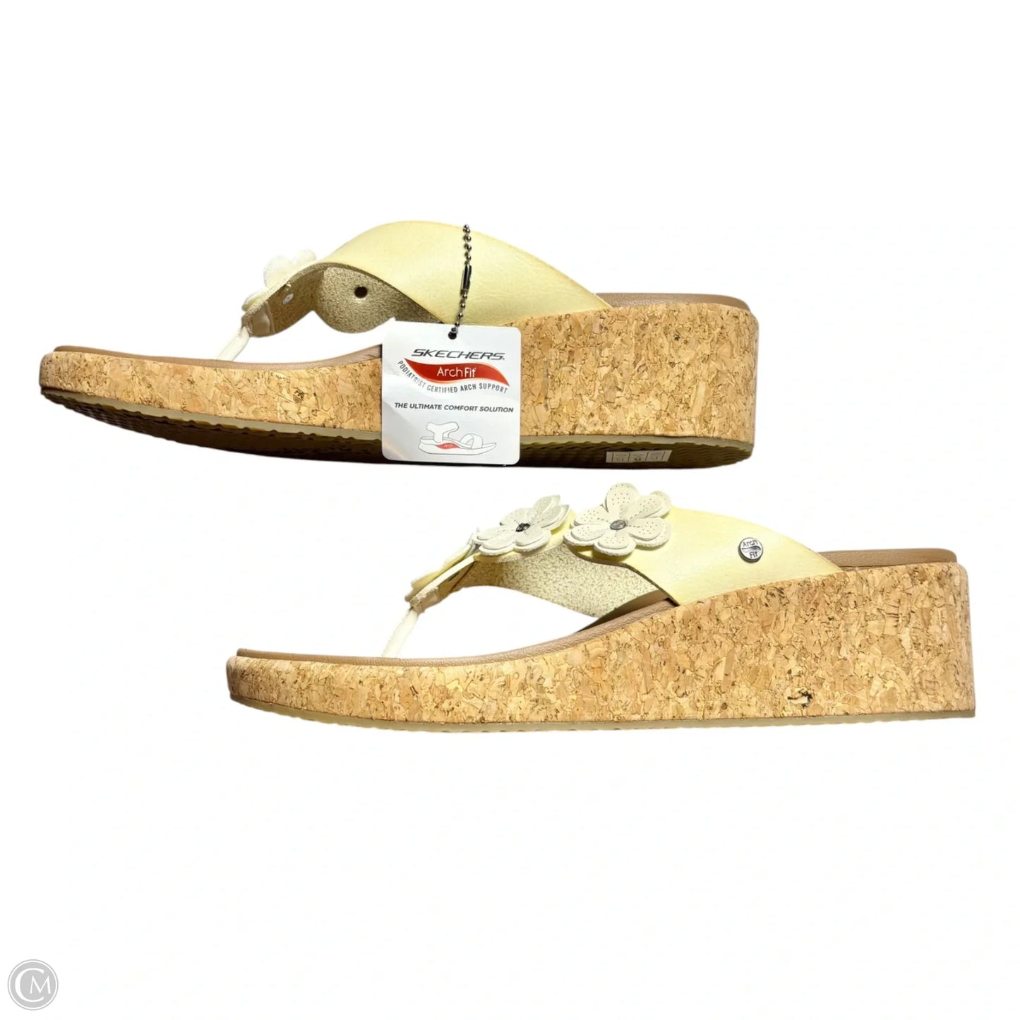 Sandals Heels Wedge By Skechers In Cream, Size: 10