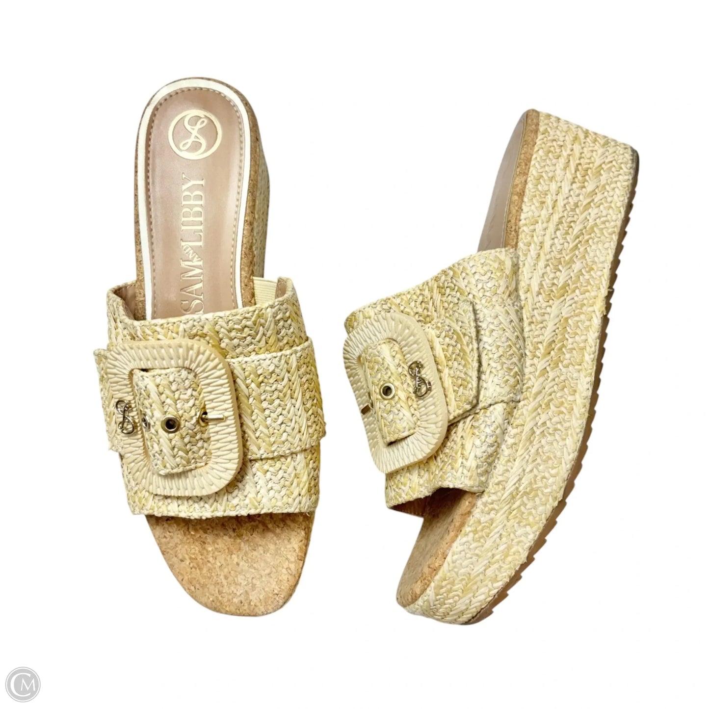 Sandals Heels Wedge By Sam And Libby In Beige, Size: 9
