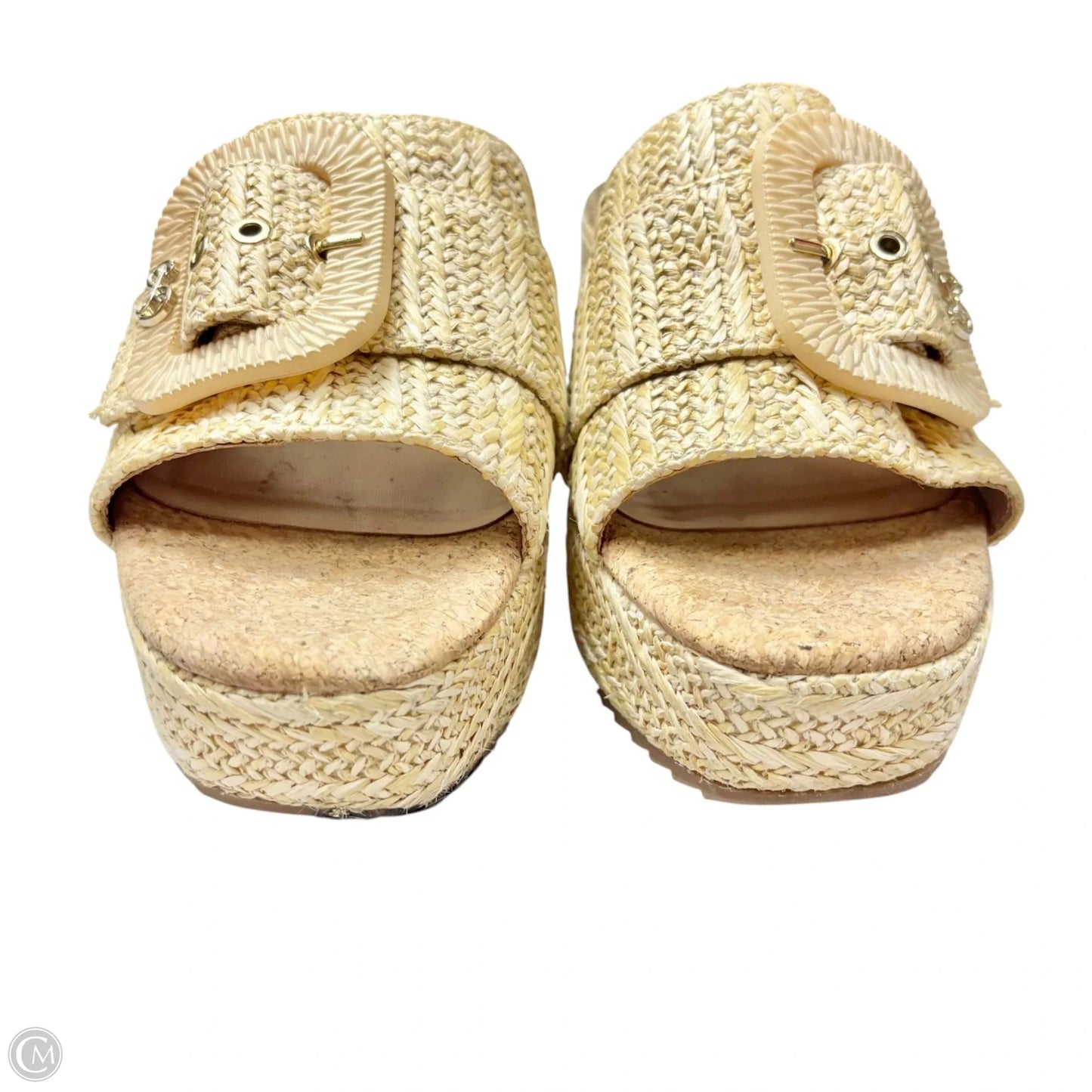 Sandals Heels Wedge By Sam And Libby In Beige, Size: 9