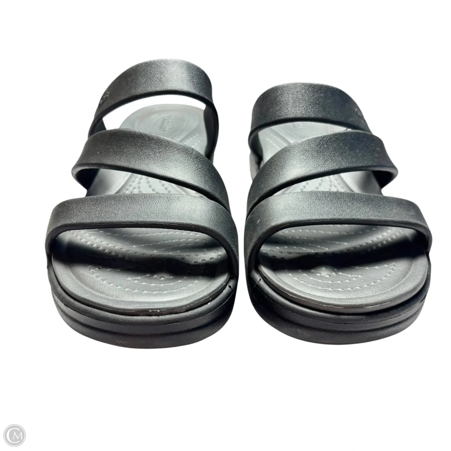 Sandals Heels Wedge By Crocs In Black, Size: 10