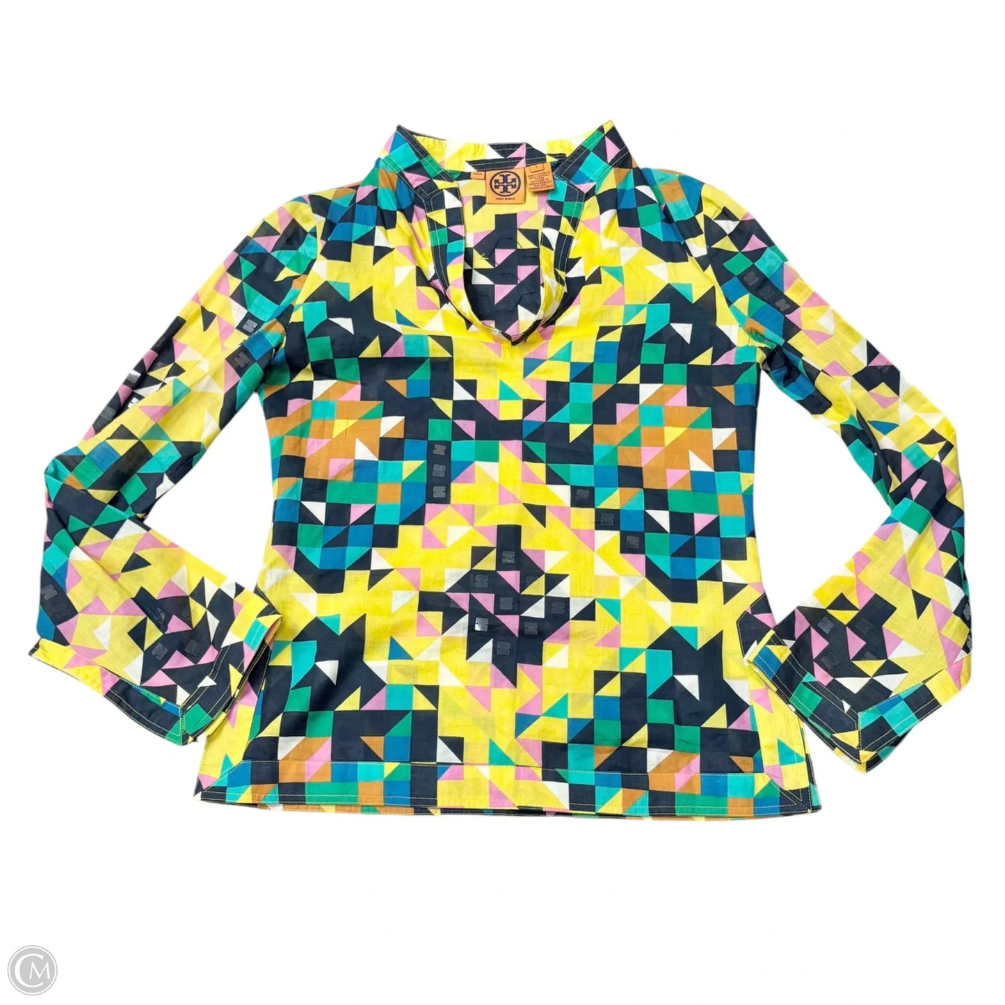 Top Long Sleeve Designer By Tory Burch In Geometric Pattern, Size: Xs