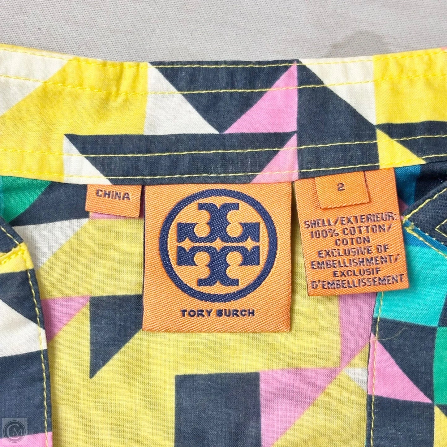 Top Long Sleeve Designer By Tory Burch In Geometric Pattern, Size: Xs