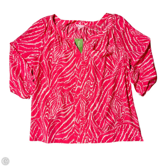 Top 3/4 Sleeve Designer By Lilly Pulitzer In Pink & White, Size: Xl