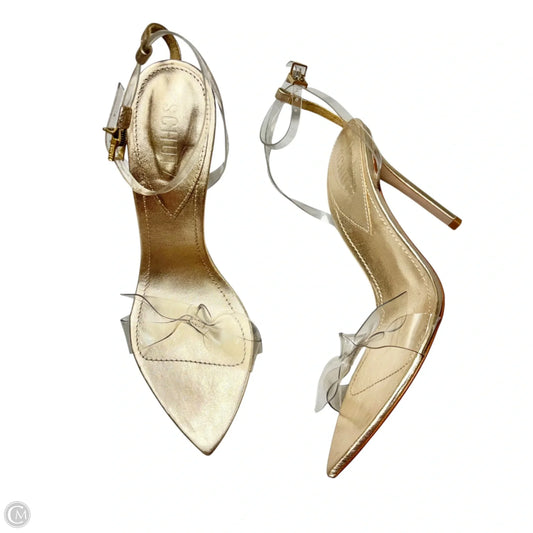 Sandals Heels Stiletto By Schutz In Gold, Size: 8.5