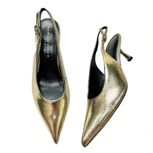 Shoes Heels Kitten By Marc Fisher In Gold, Size: 7.5