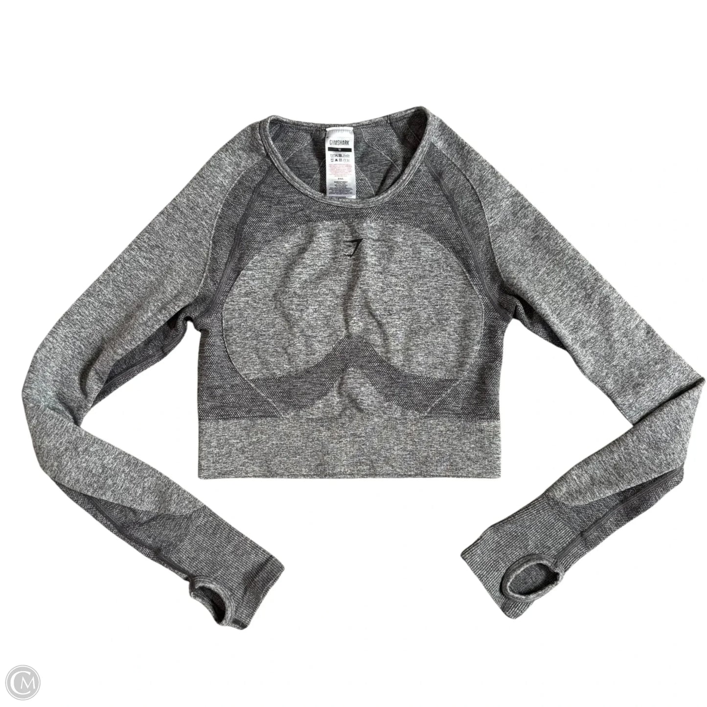 Athletic Top Long Sleeve Crewneck By Gym Shark In Grey, Size: M