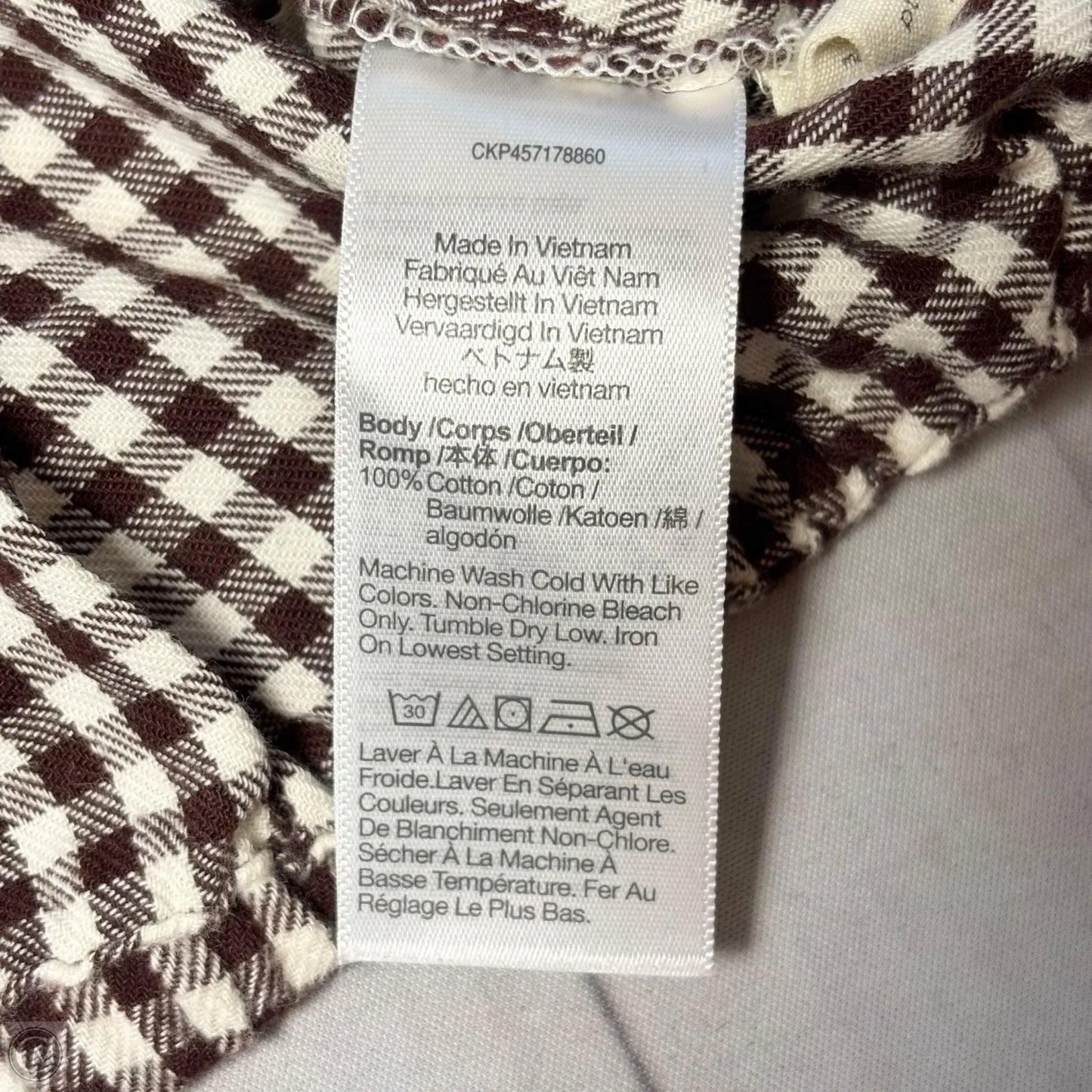 Top Long Sleeve By Madewell In Checkered Pattern, Size: S