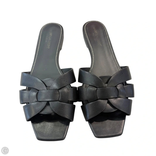 Sandals Luxury Designer By Yves Saint Laurent In Black, Size: 9.5