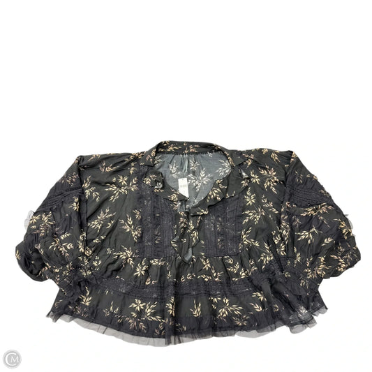 Top Long Sleeve By Anthropologie In Black & Tan, Size: 1x