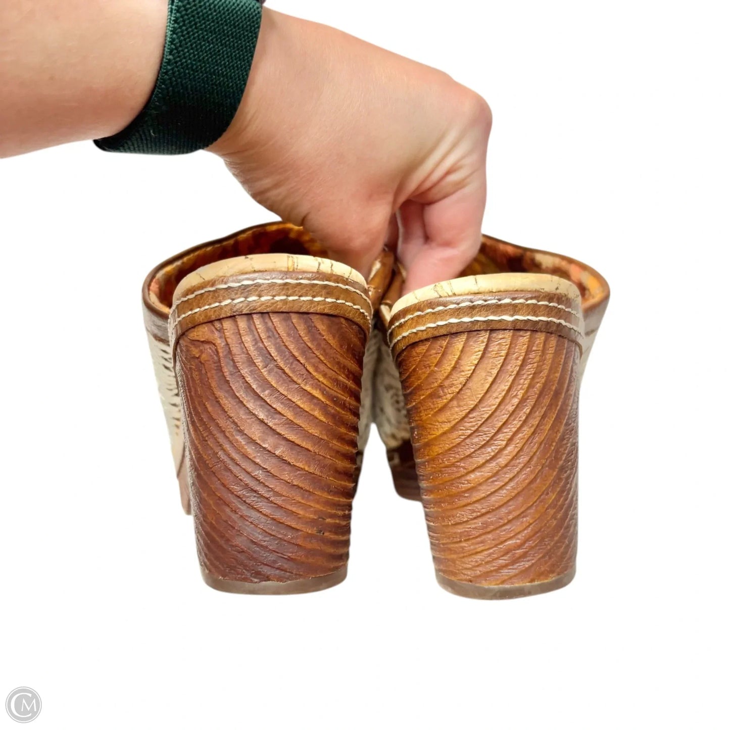 Shoes Heels Block By Kork Ease In Brown & Cream, Size: 9