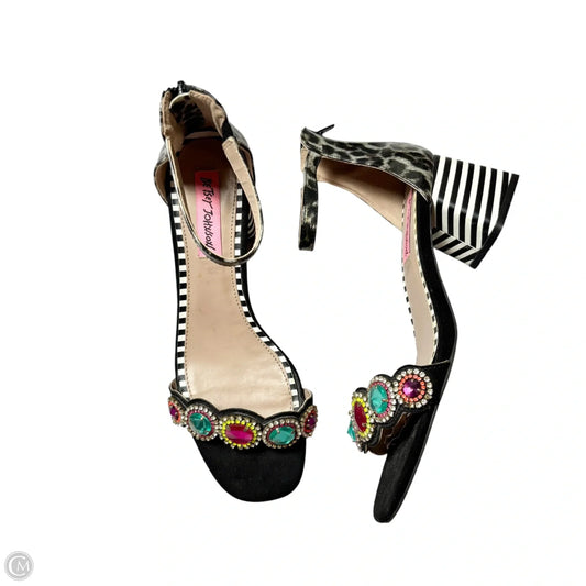 Sandals Heels Block By Betsey Johnson In Striped Pattern, Size: 8