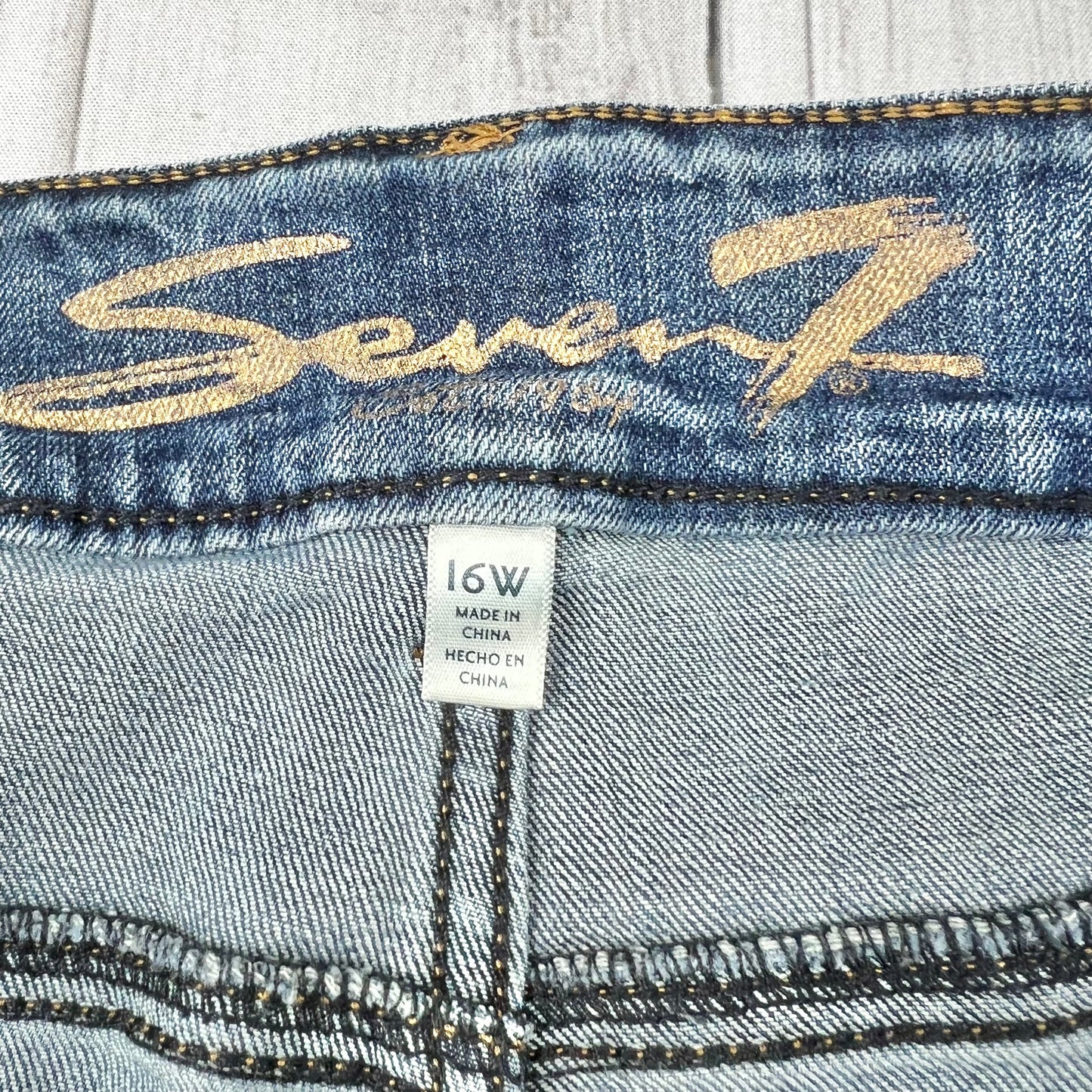 Blue Denim Jeans Straight By Seven 7, Size: 16w