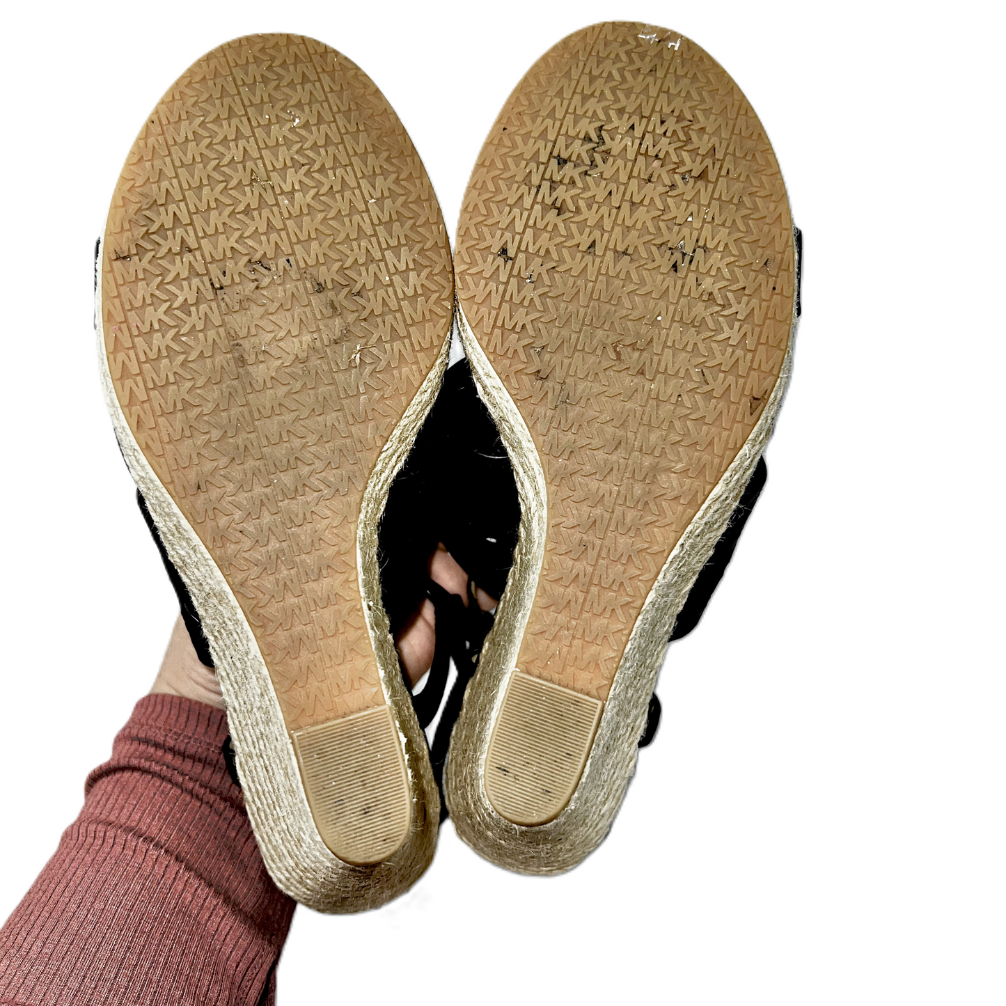 Black & Tan Sandals Heels Wedge By Michael By Michael Kors, Size: 7