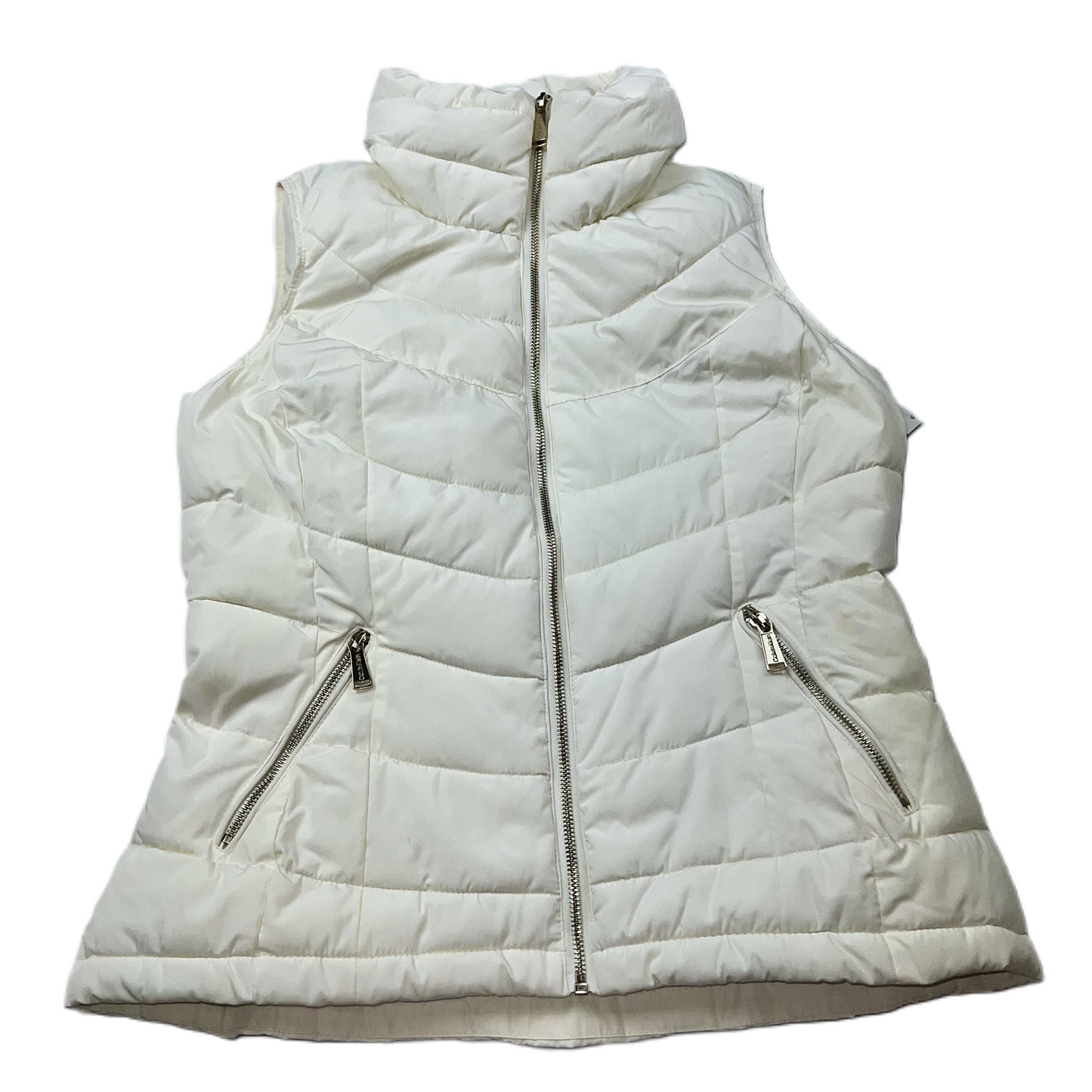 Vest Puffer & Quilted By Calvin Klein In Cream, Size: S