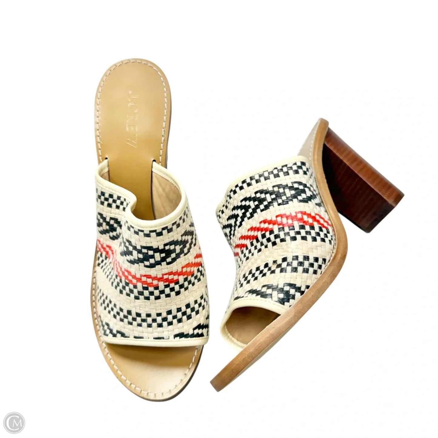 Sandals Heels Block By J. Crew In Black & Cream, Size: 7.5