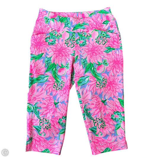 Capris Designer By Lilly Pulitzer In Green & Pink, Size: 8
