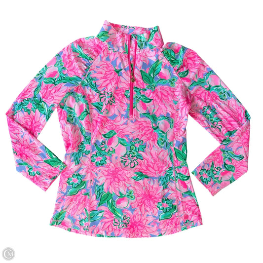 Top Long Sleeve Designer By Lilly Pulitzer In Green & Pink, Size: L