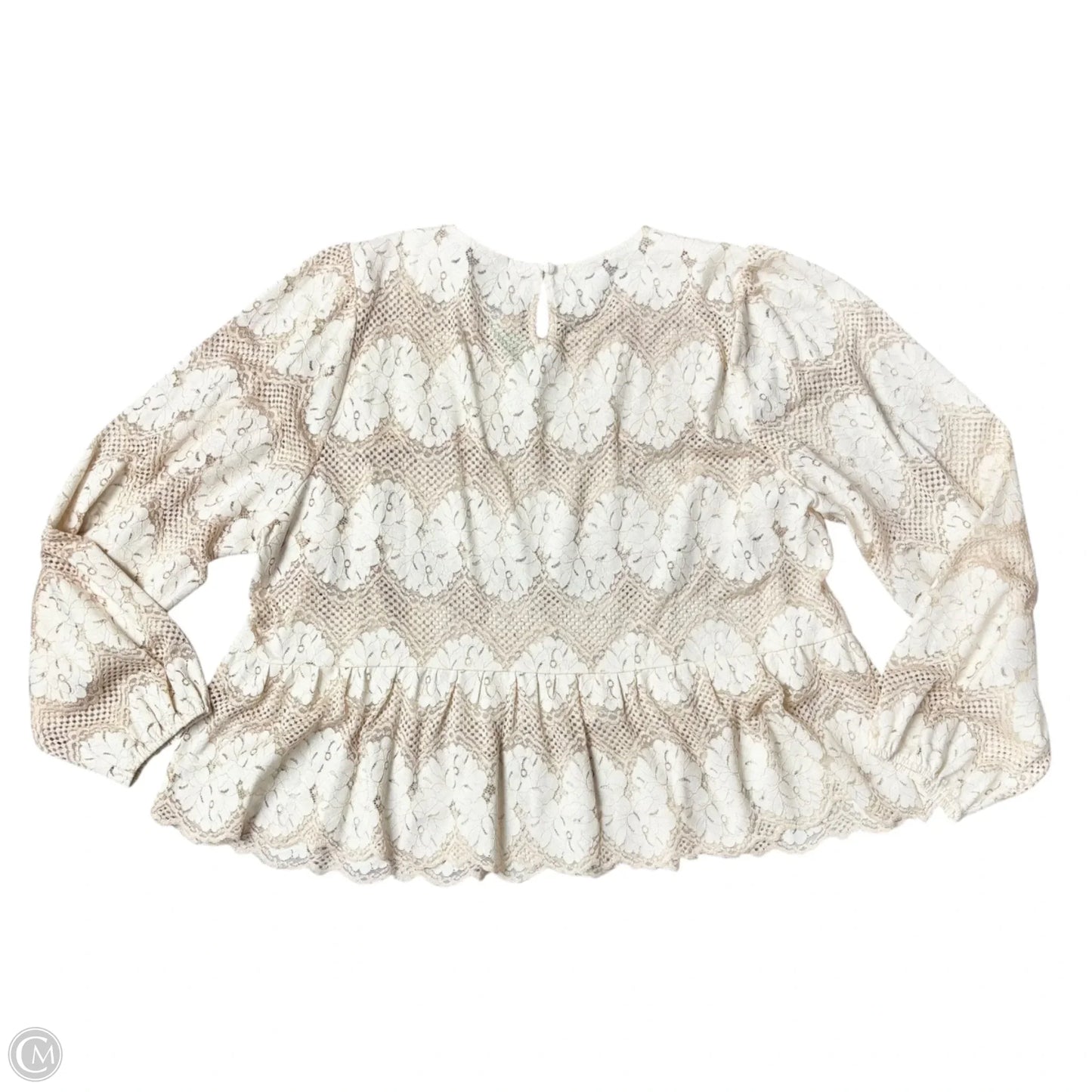 Top Long Sleeve By Dolan Left Coast In Cream, Size: 2x
