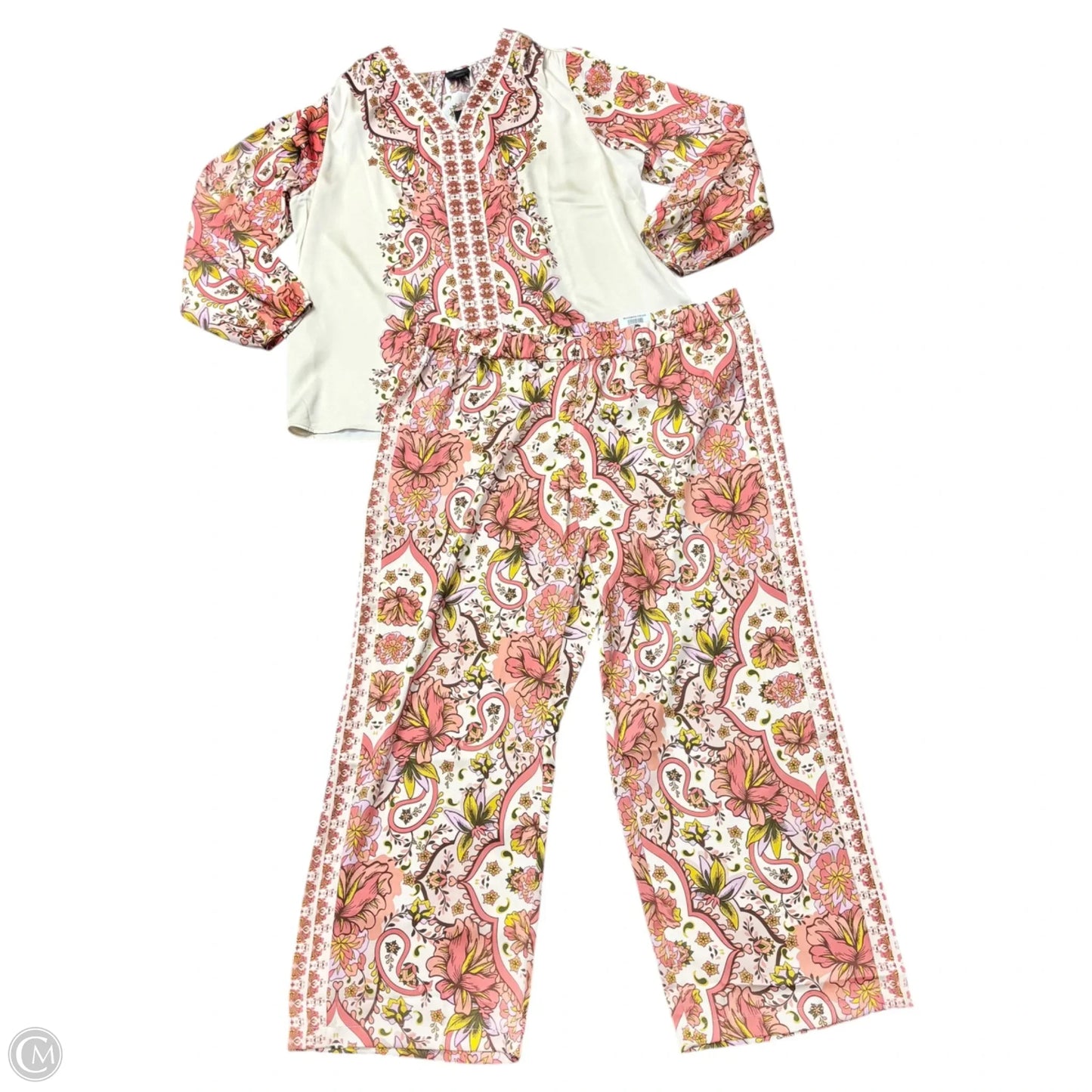 Pants Set 2pc By Jm Collections In Cream & Orange, Size: 2x