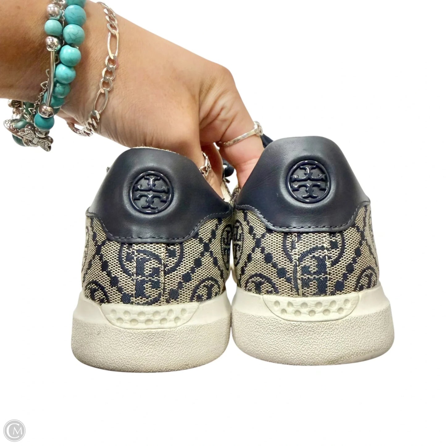 Shoes Designer By Tory Burch In Blue & Cream, Size: 7.5