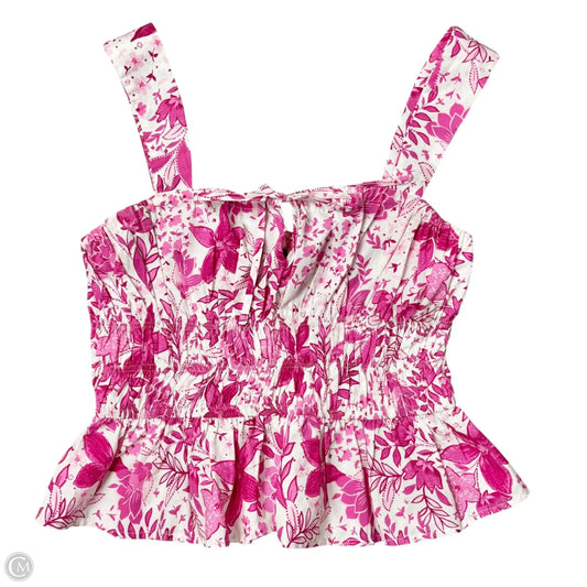 Tank Top By Aqua In Pink & White, Size: M