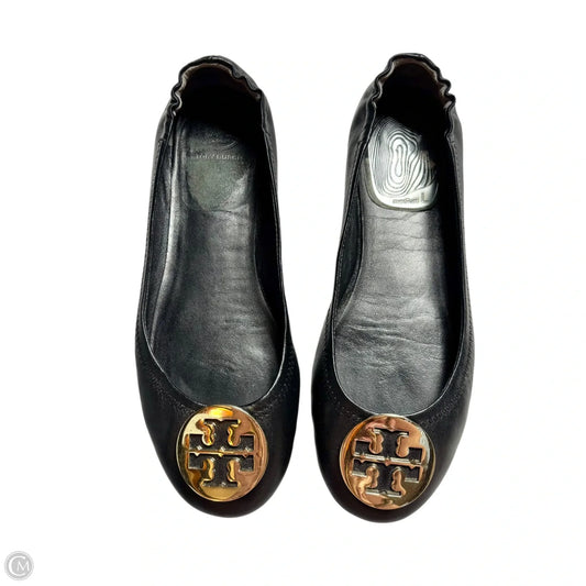 Shoes Designer By Tory Burch In Black & Gold, Size: 9