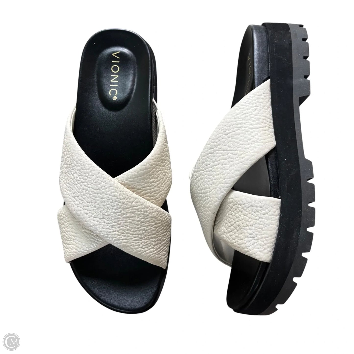 Sandals Heels Wedge By Vionic In Black & White, Size: 10