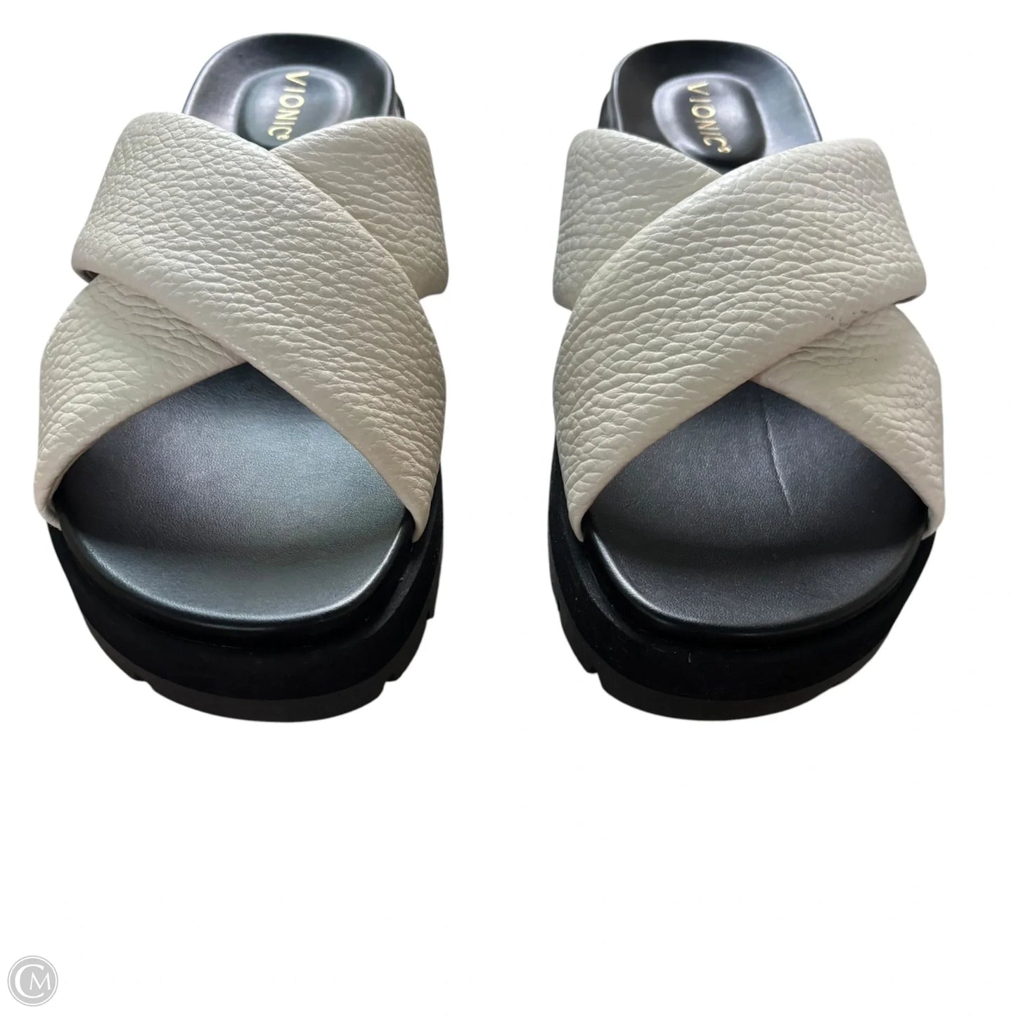 Sandals Heels Wedge By Vionic In Black & White, Size: 10