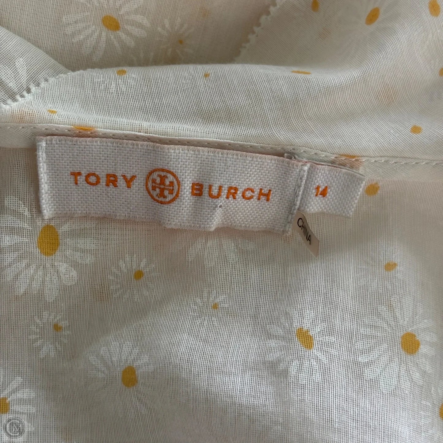 Dress Designer By Tory Burch In Cream & Yellow, Size: L