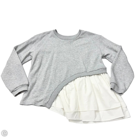 Sweatshirt Crewneck By Maeve In Grey & White, Size: L