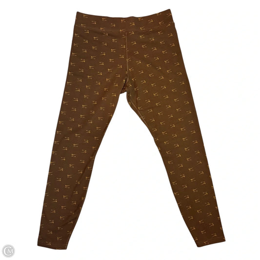 Athletic Leggings By Nike Apparel In Brown, Size: L