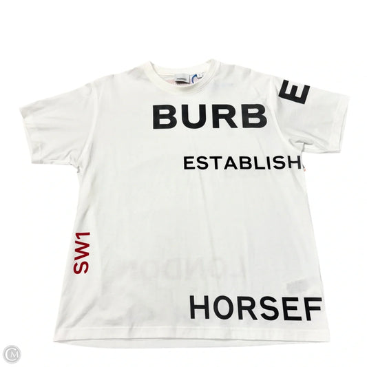 Top Short Sleeve Luxury Designer By Burberry In White, Size: S